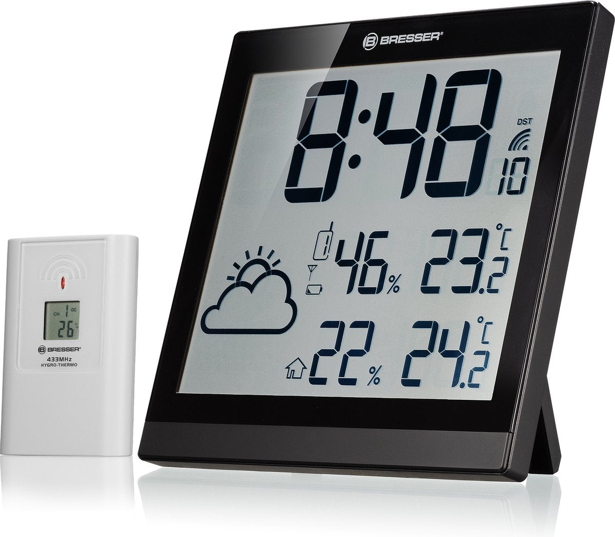 Bresser weerstation - temeotrend jc - zwart - lcd-scherm met weersvoorspelling - binnen en buiten