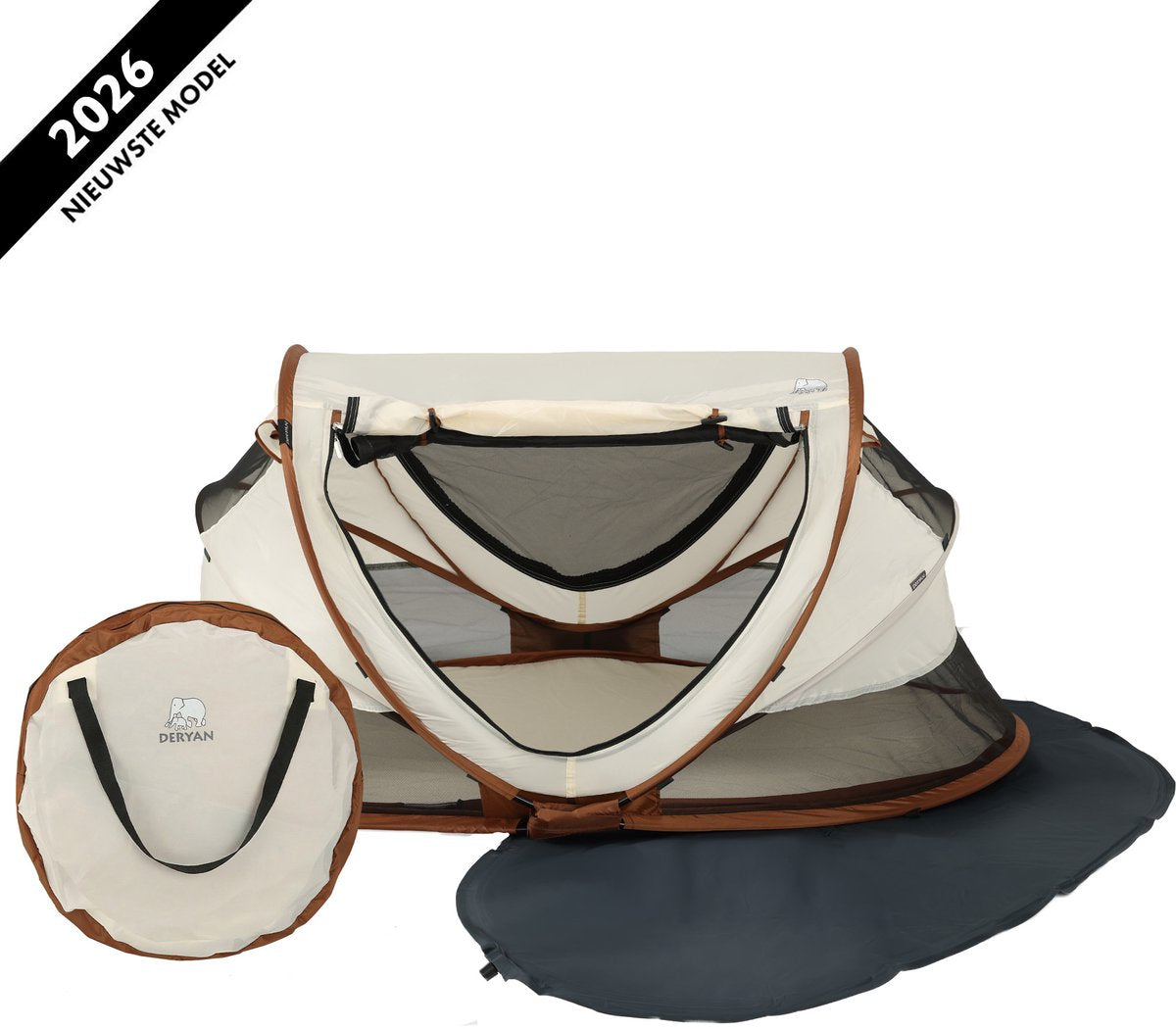 Deryan peuter luxe campingbedje met matras - reisbed inklapbaar - campingbedje baby - sand