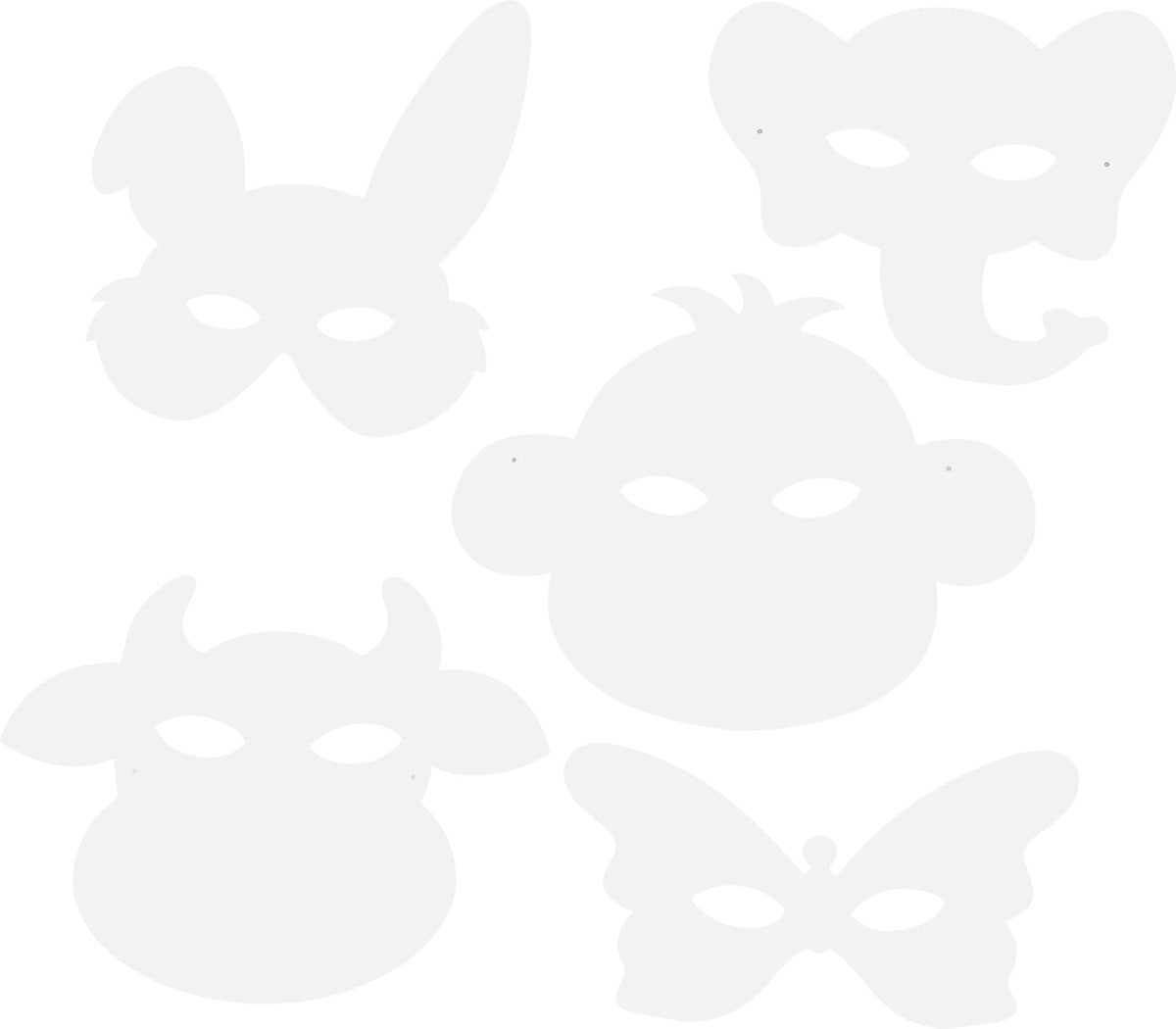 Creotime craft animal masks, 16 pcs.