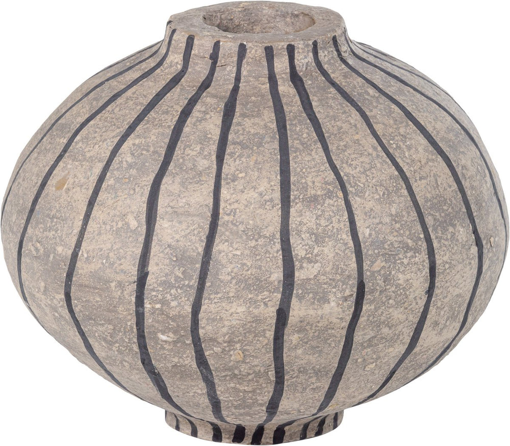 Woood karo decoratie vaas - papier mache - zand - 30x35x35