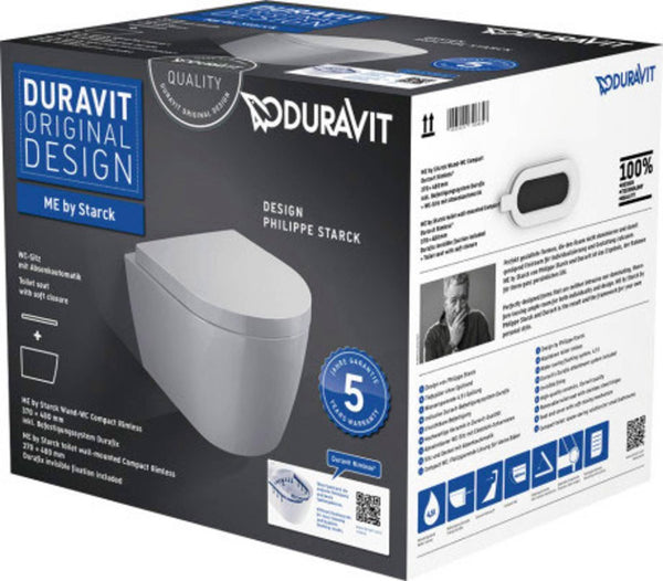 Duravit me by starck compact hangtoilet – rimless – 37 x 48 cm – met softclose zitting – glans wit