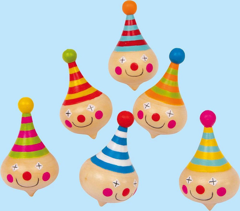 Small foot - wooden spinning top clown - 6 pcs.