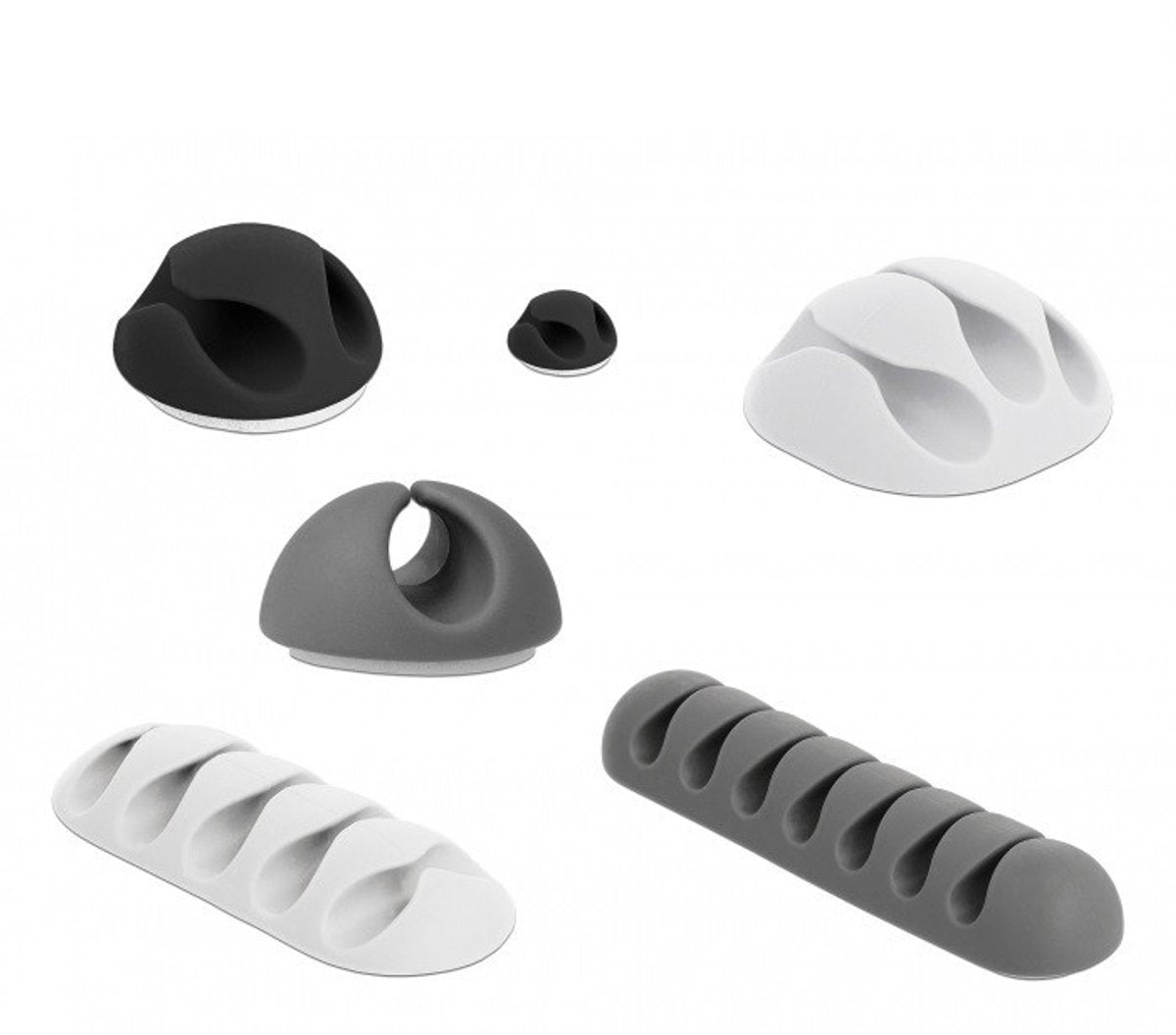 Delock self-adhesive cable holders assortment - 6 pieces black white grey