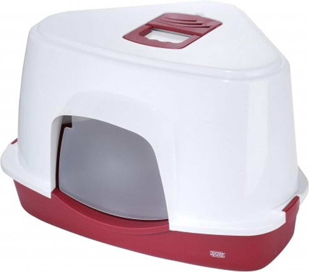 Ebi canto jumbo hoekkattenbak - rood wit - 56 x 70 x 46 cm