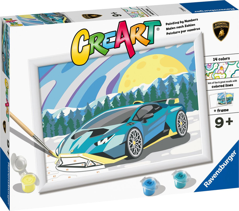 CreArt Schilderen op Nummer - Blauwe Lamborghini
