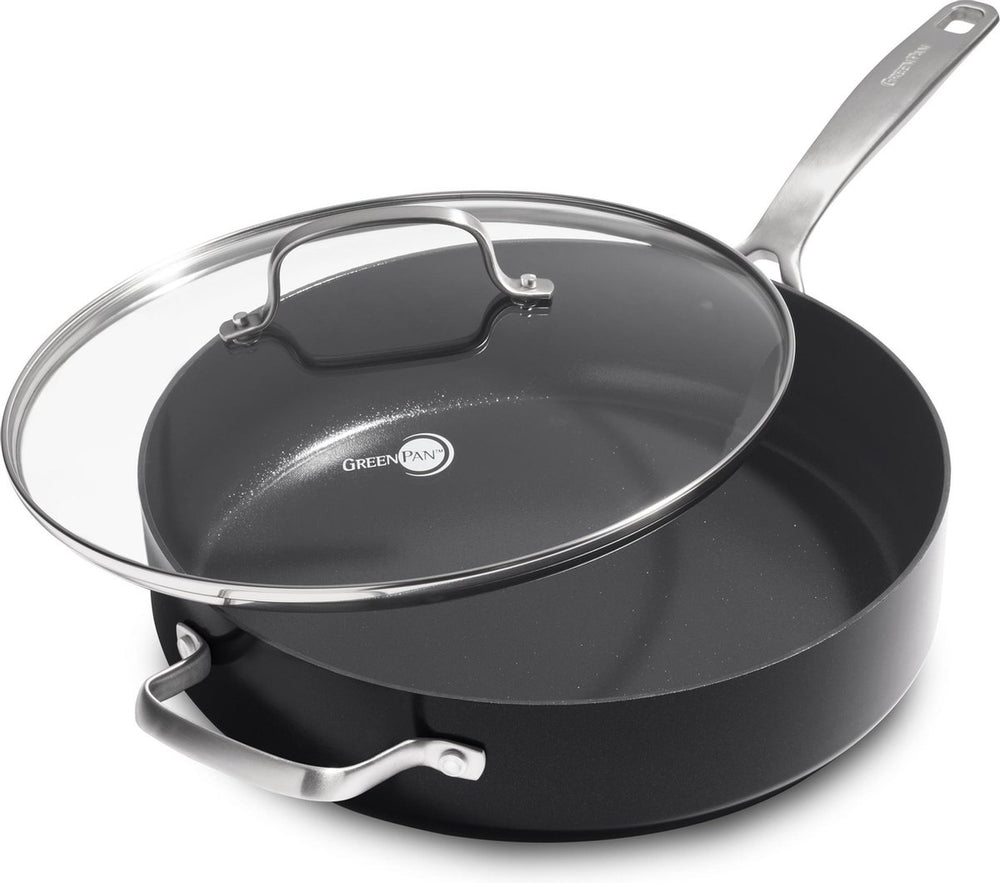 Greenpan copenhagen hapjespan 28cm - 4.3l - met deksel - extra handvat - pfas-vrij