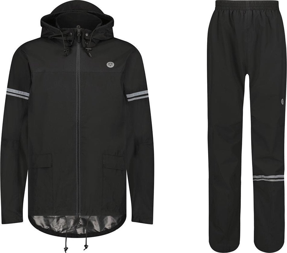 Agu original essential regenpak – 100% waterdicht winddicht – dames heren - poray 5.000 – gerecycled materiaal – zwart - maat xl