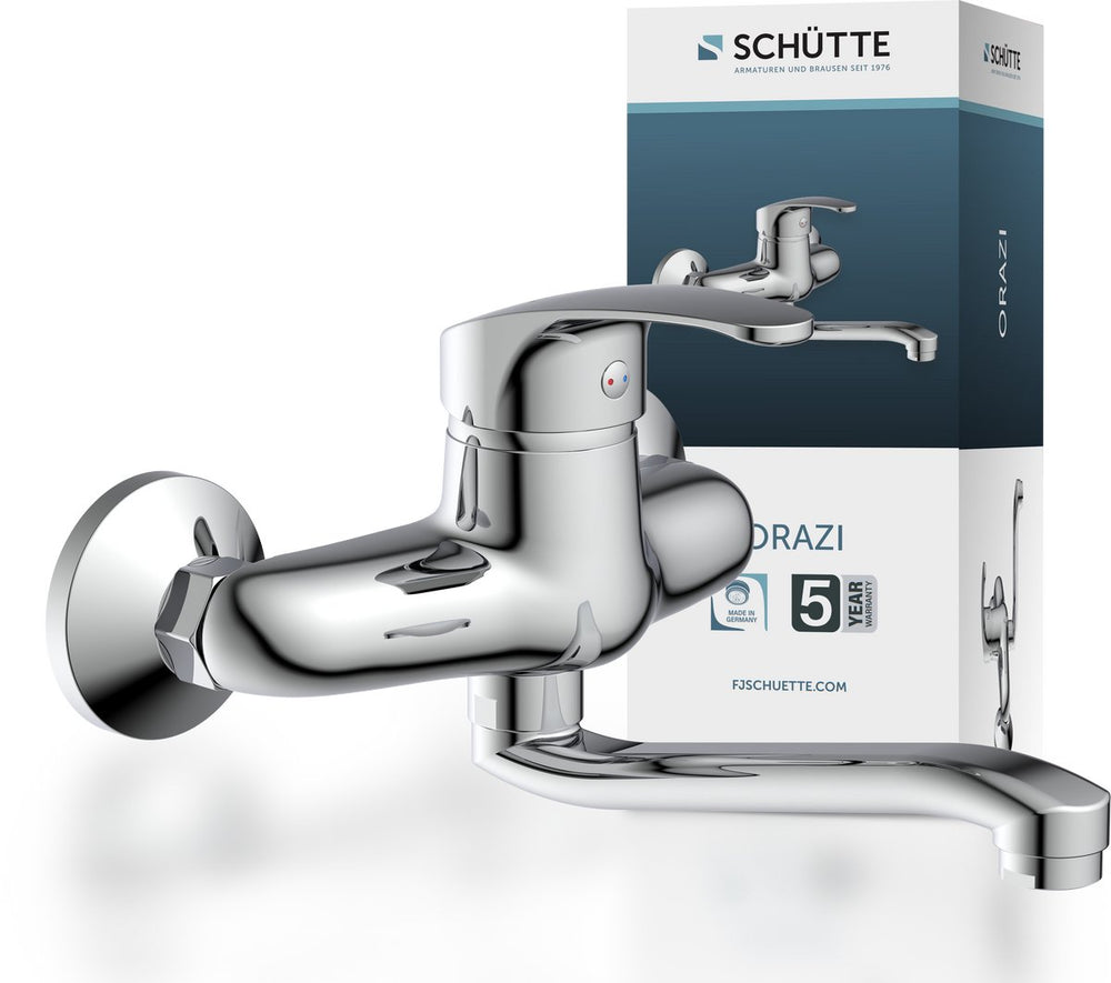 Schütte nivola keukenkraan - mengkraan - lage, draaibare uitloop - wandmontage - chroom