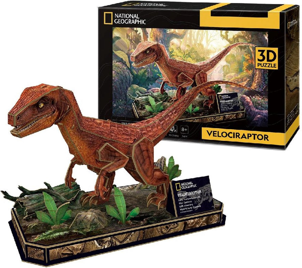 Kubieke leuke 3D-puzzel van National Geographic Velociraptor