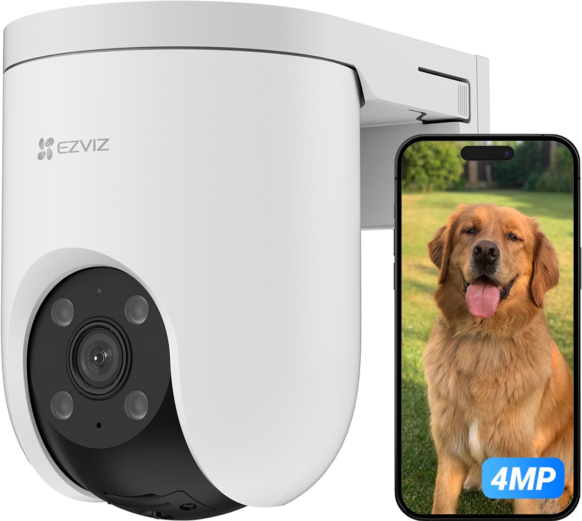 Ezviz h8c 2k+ wifi beveiligingscamera – buiten – 360° pan tilt – ai persoonsdetectie – color nachtzicht sirene – tweerichtingsaudio - compatibel met google assistant alexa - geen maandkosten