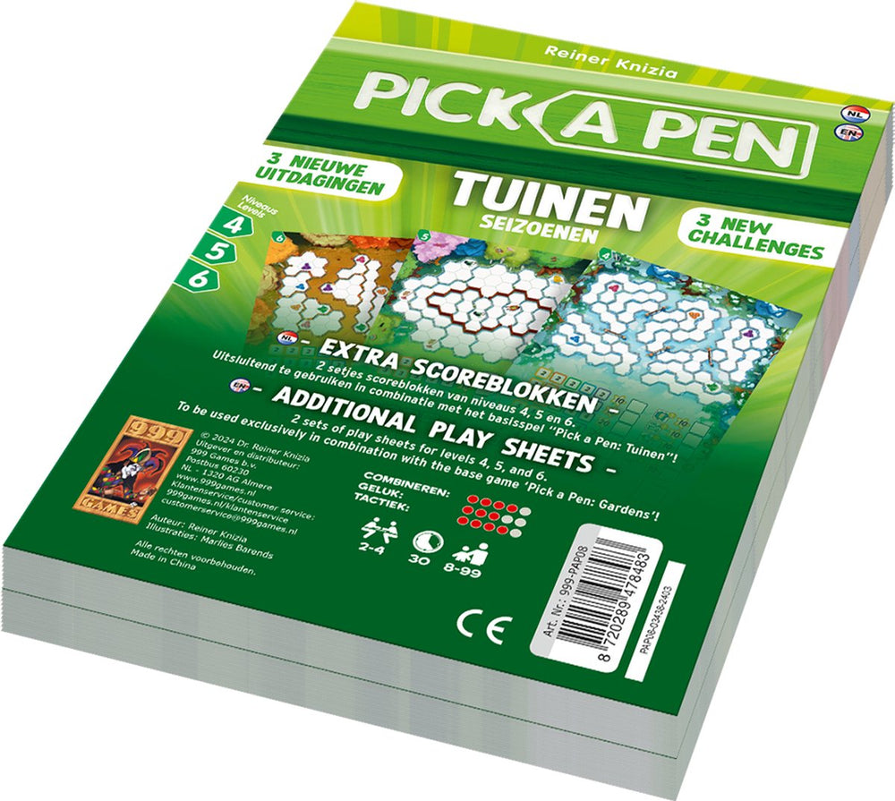 999spellen 999 spellen kies een pen tuinen: seizoenen niveau 4,5,6 scoreblokken, 2e.
