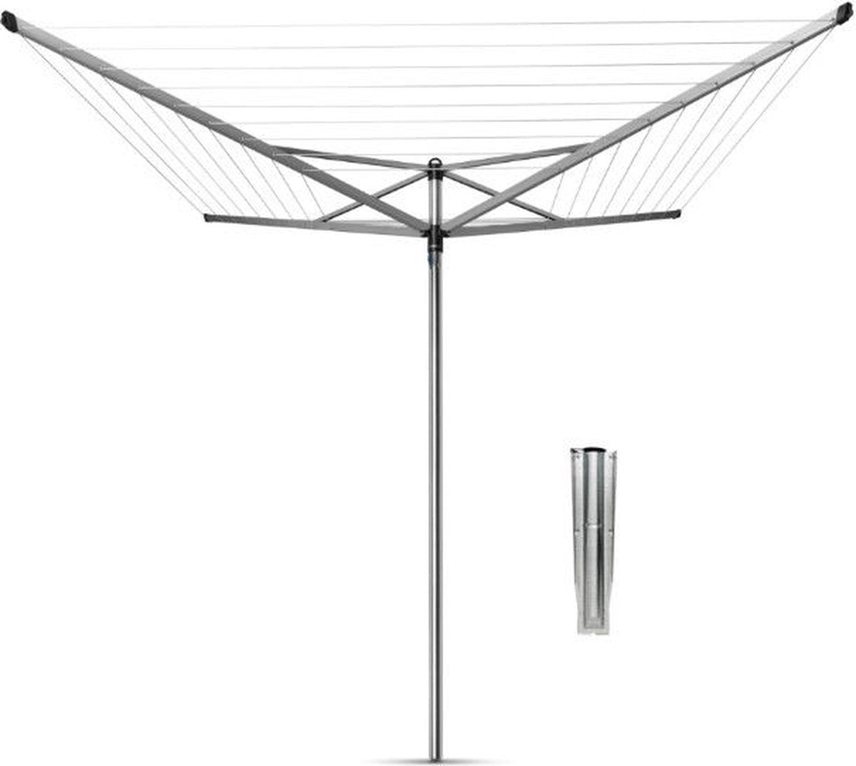 Brabantia topspinner droogmolen - 60 m - met metalen grondanker - metallic grey