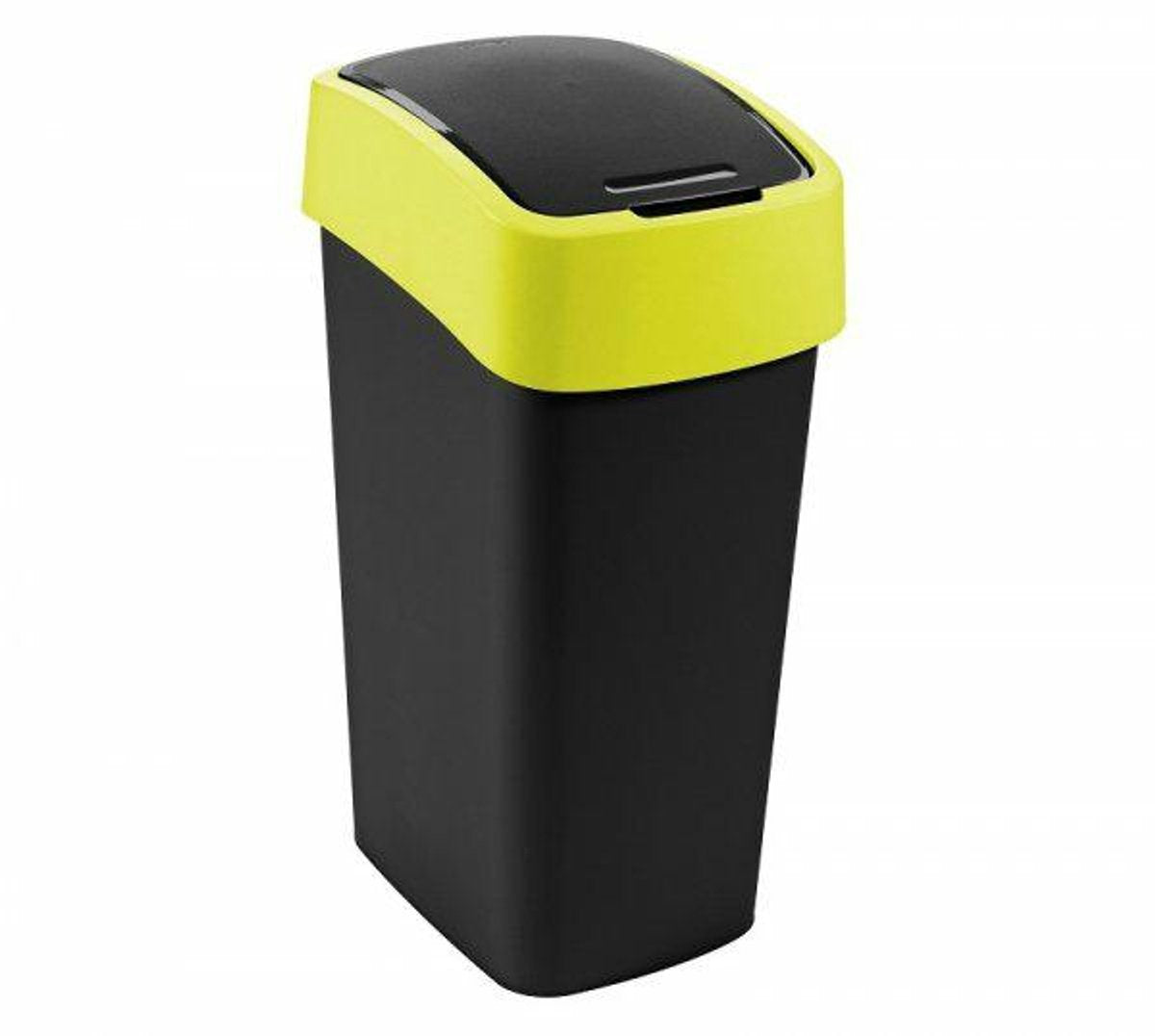 Curver flip bin serie - prullenbak - 45l - zwart - geel - kunststof
