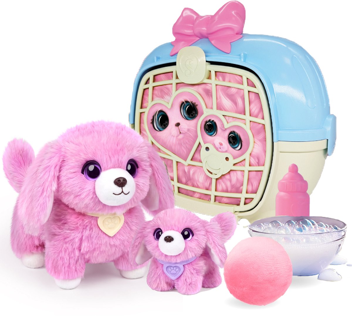 Moose toys scruff a luvs - mystery knuffels mama baby in draagmand - hondenfamilie speelset