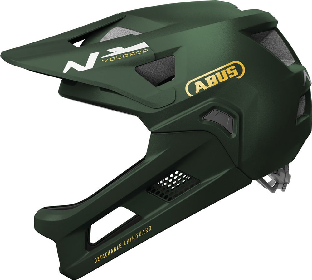 Abus mtb-helm youdrop ff - fullface-helm voor kinderen en jongeren - voor beginners in de mountainbikesport - met afneembare kinbescherming - groen, maat s
