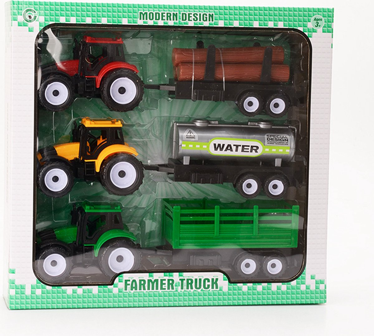 Amuuso 3 tractors + 3 karren.