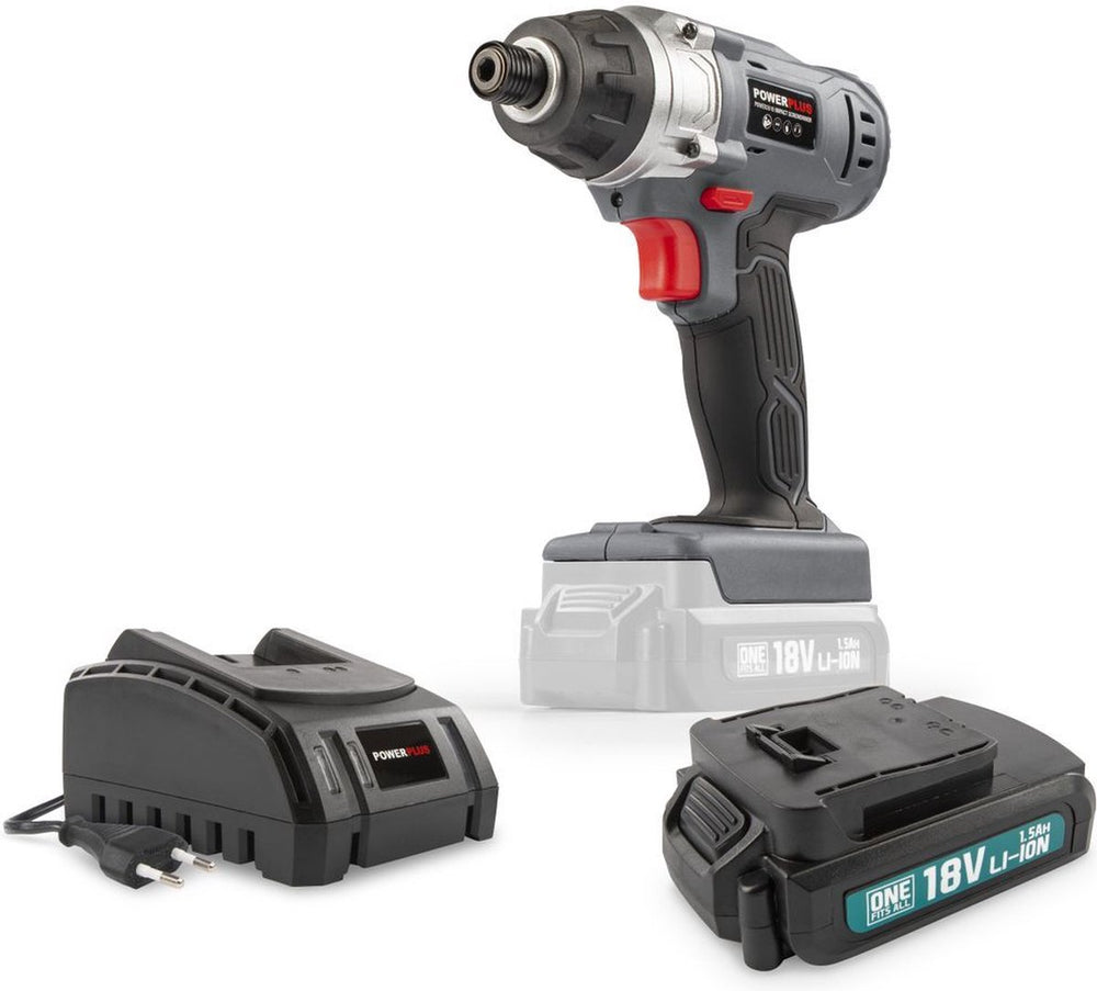 Powerplus powebiss1 slagschroevendraaier - 18v+batt. 1.5ah+lader