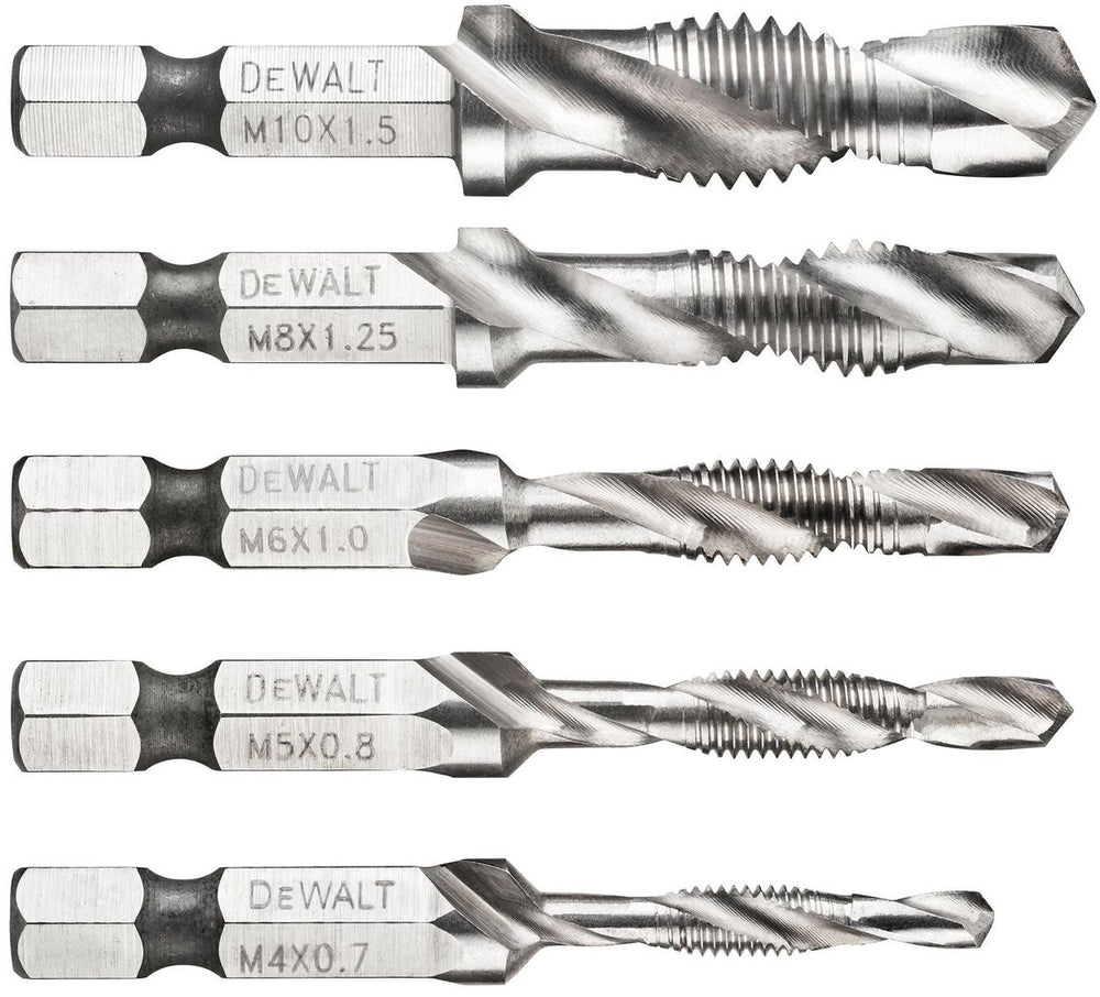 Dewalt accessoires dt50060 | tap drill bit set | 1 4 hex | metrische draad m4 m5 m6 m8 m10 - dt50060-qz