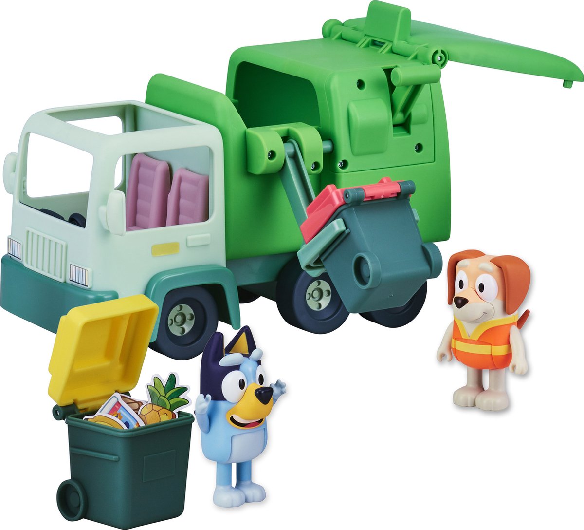 Elandenspeelgoed bluey vuilniswagen met speelfiguren