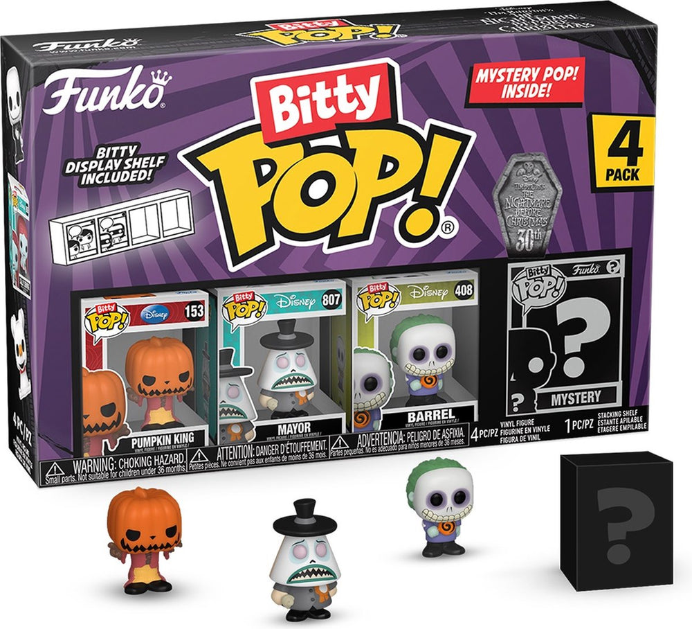 Funko the nightmare before christmas pumpkin king, mayor, barrel + mystery figure (bitty pop! 4 pack) vinyl figuren