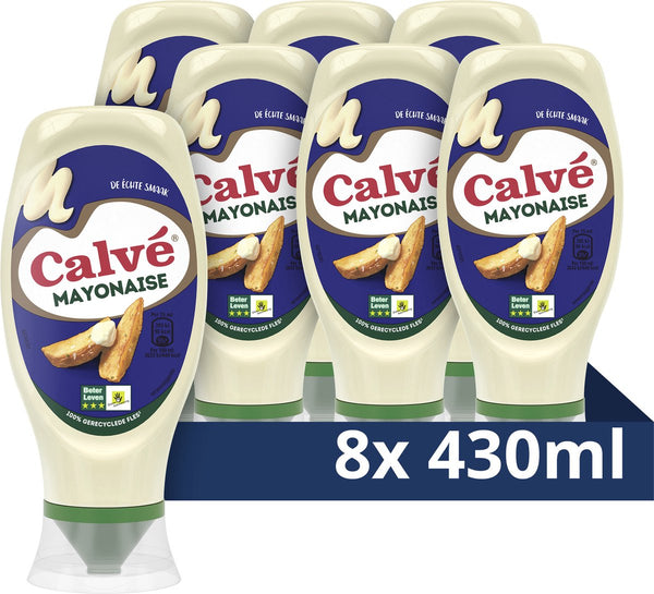 Calvé mayonaise - de échte - 8 x 430 ml - voordeelverpakking