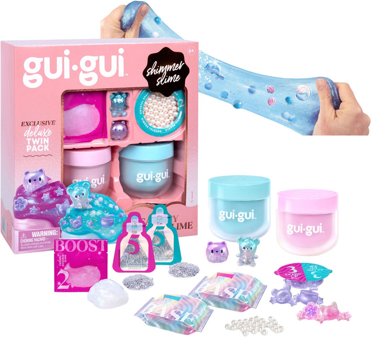 Moose gui gui slijm - shimmer deluxe duo pack - maak je eigen sprankelende, geurende slime