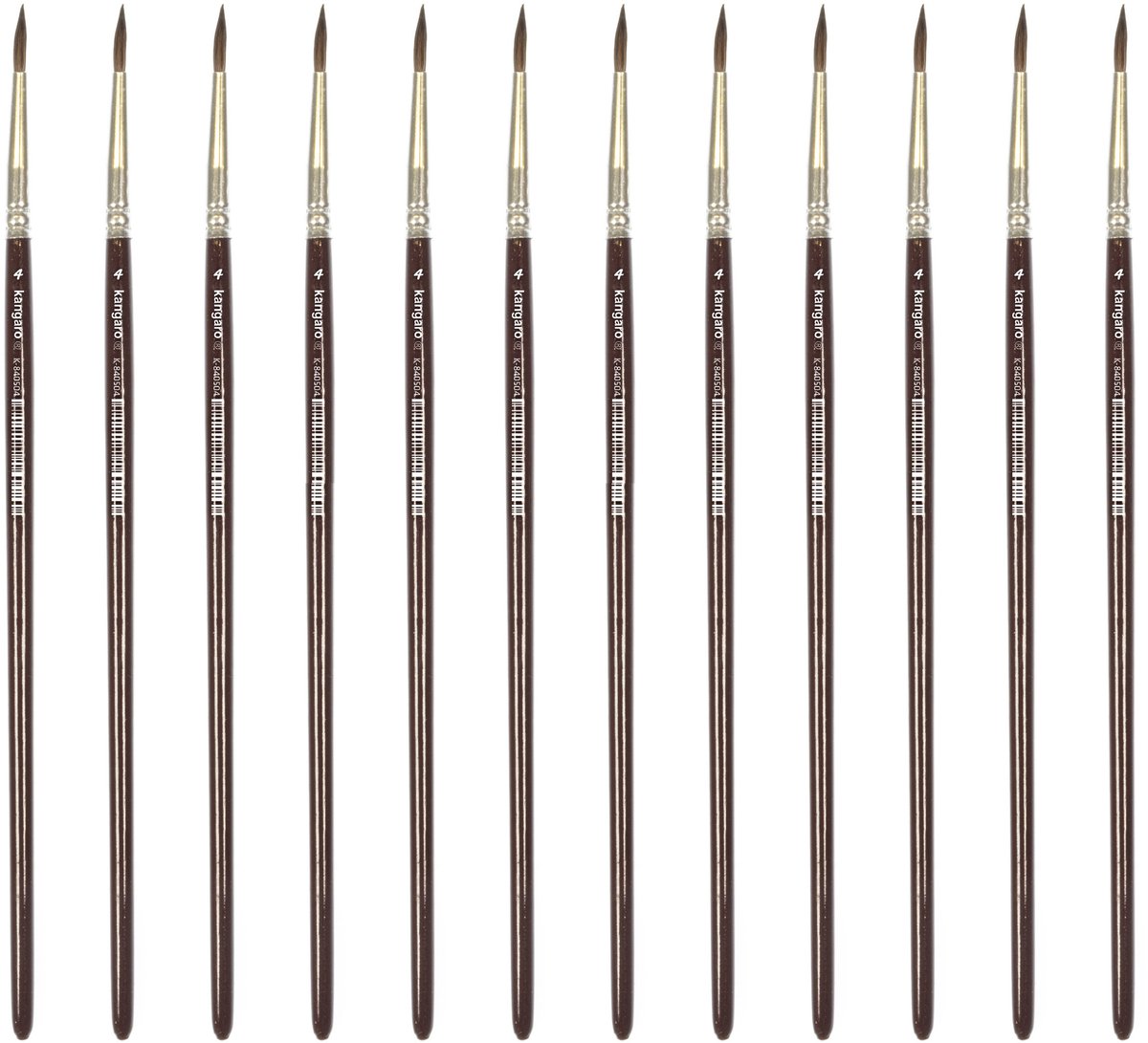 Kangaro ronde penseel - maat 4 - kort gelakt hout - doos a 12 stuks - k-840504