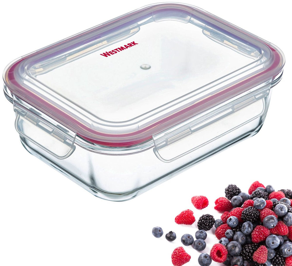 Westmark vershouddoos + deksel, 370 ml, luchtdicht, oven- vriezer- magnetronbestendig, bpa-vrij, glas kunststof siliconen, doorzichtig rood, 234122e1