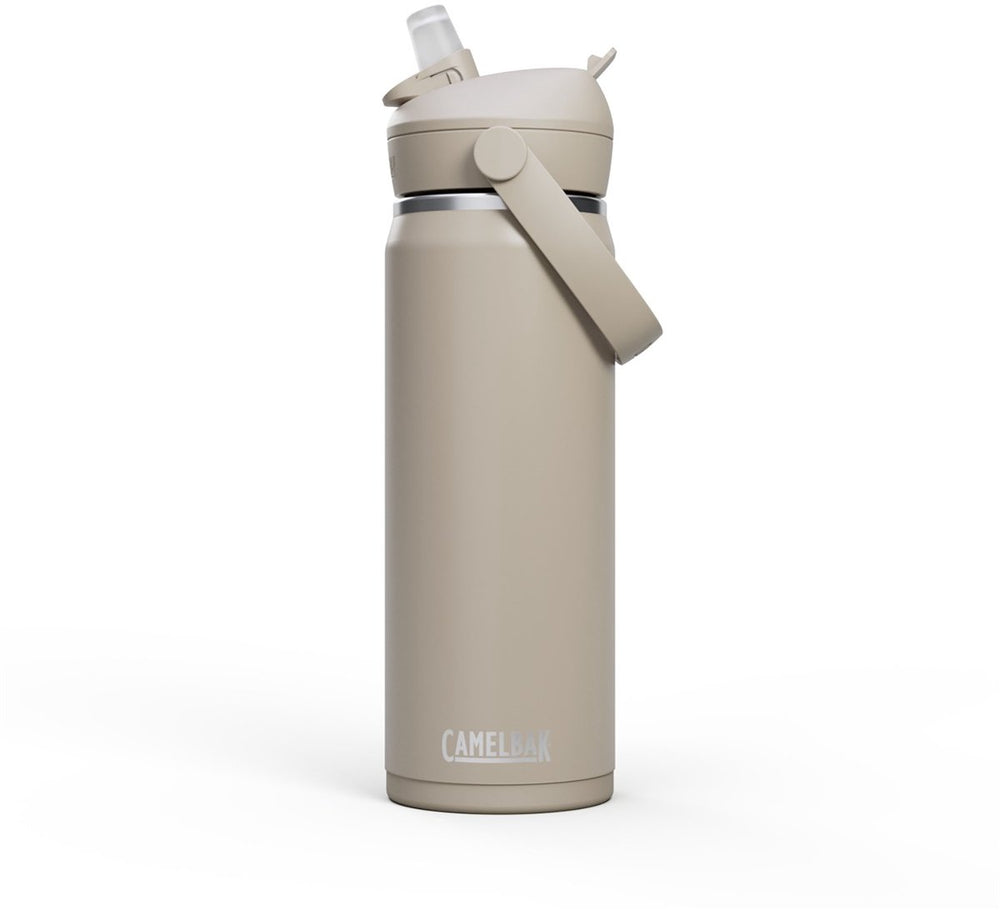 Camelbak thrive flip straw drinkfles - 600 ml - rvs - met rietje - isolatie waterfles - beige