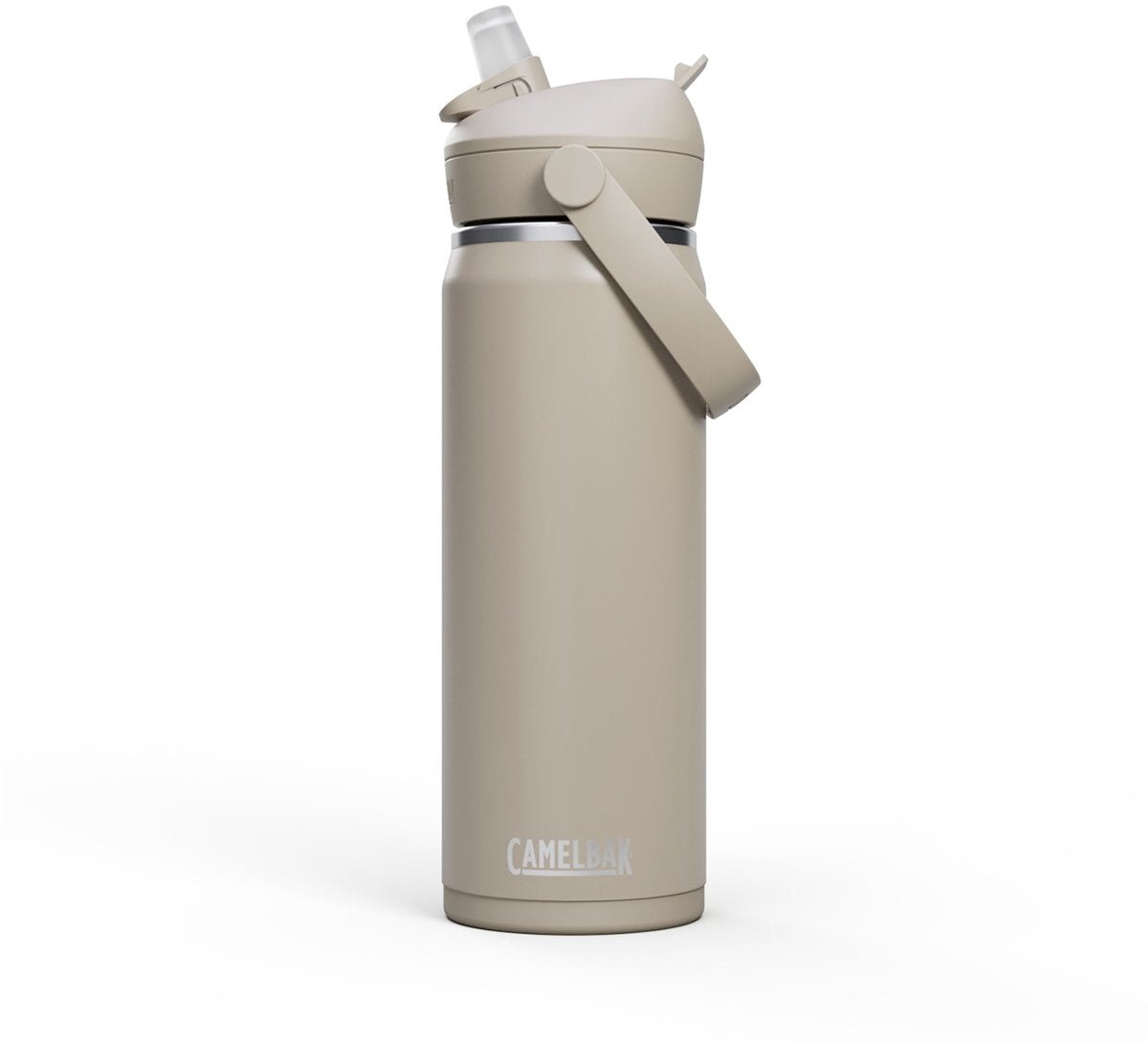 Camelbak thrive flip straw drinkfles - 600 ml - rvs - met rietje - isolatie waterfles - beige