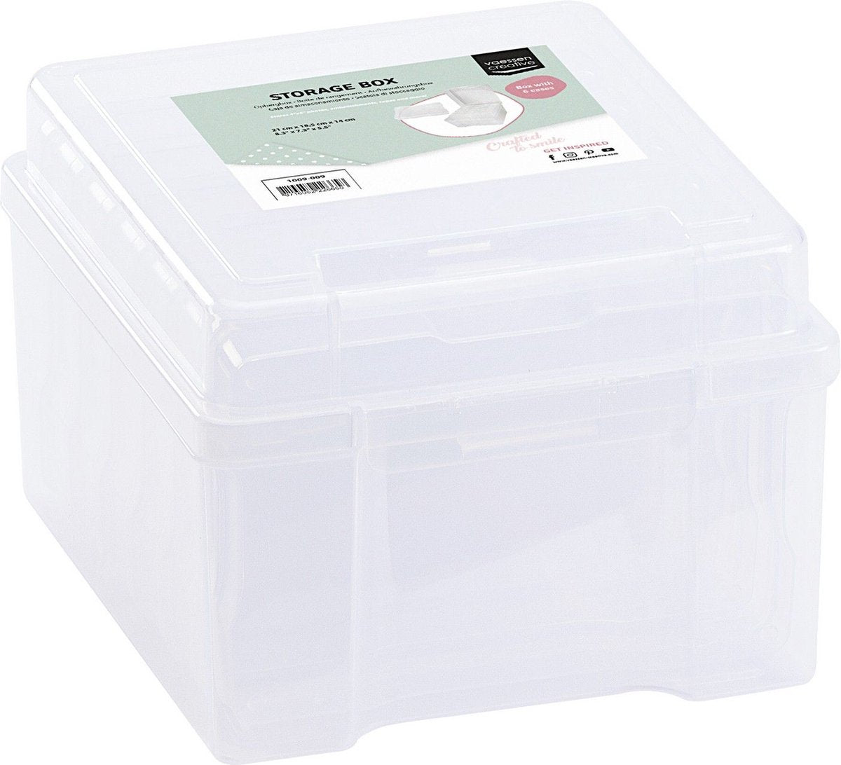 Vaessen creative opbergbox – 21 x 18,5 x 14 cm – incl. 6 cassettes