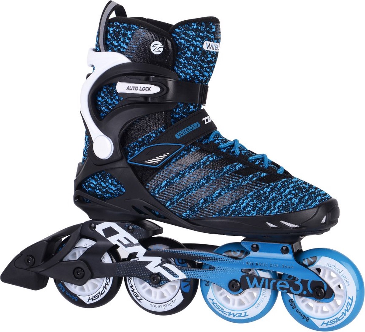 Tempish wire 3.0 84 skeelers - 4x84mm wielen - fitness inline skates - zwart blauw - maat 45