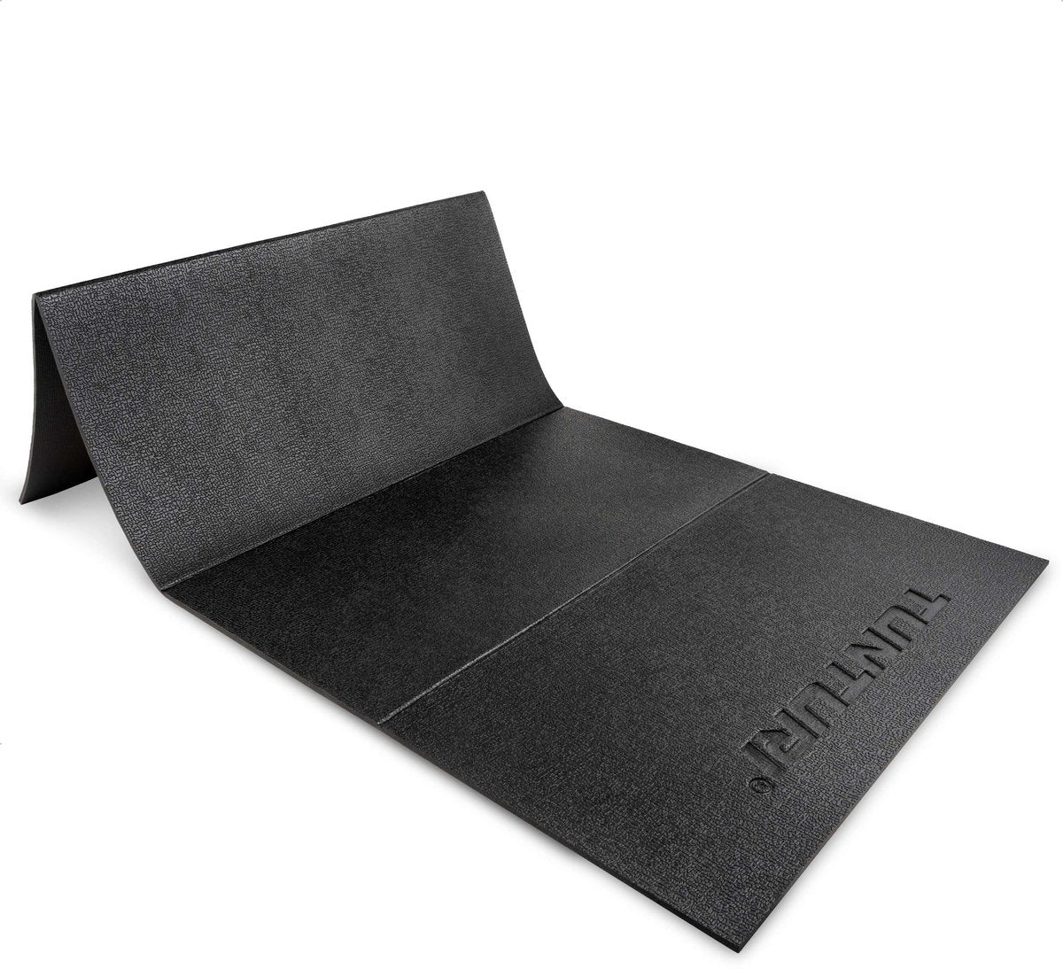 Tunturi fitnessmat - buitenmat extra dik – yoga mat antislip - pilates mat - 6 mm - opvouwbaar - 120 x 61 cm - incl trainingsapp - zwart