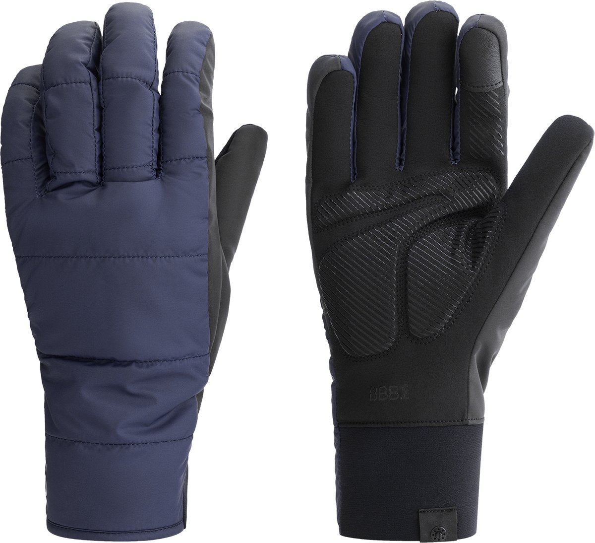 Bbb cycling puffershield fietshandschoenen winter - 0 - 5 ℃ - wind waterproof - wielrenhandschoenen heren en dames - donker blauw - maat m - bwg-41