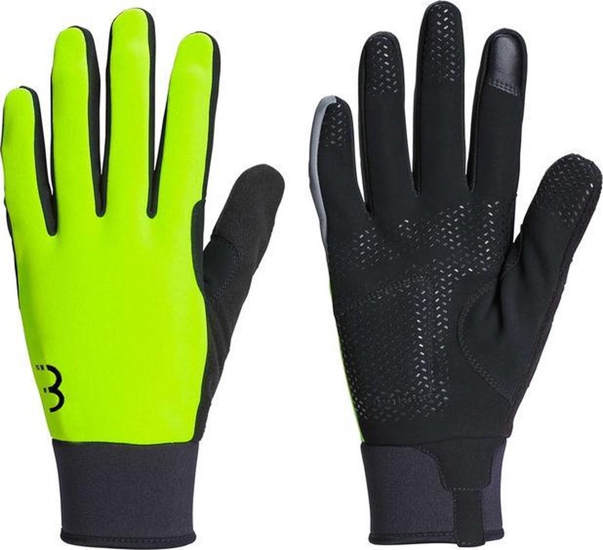 Bbb cycling controlzone fietshandschoenen winter - 5 - 10 ℃ - winddichte wielrenhandschoenen heren dames - sporthandschoenen - touchscreen compatibel - neon geel - maat s - bwg-36