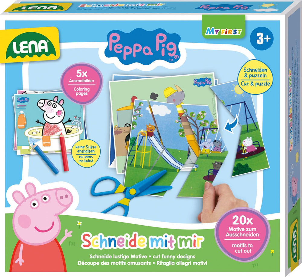 Lena peppa pig leren snijden educatief spel karton.