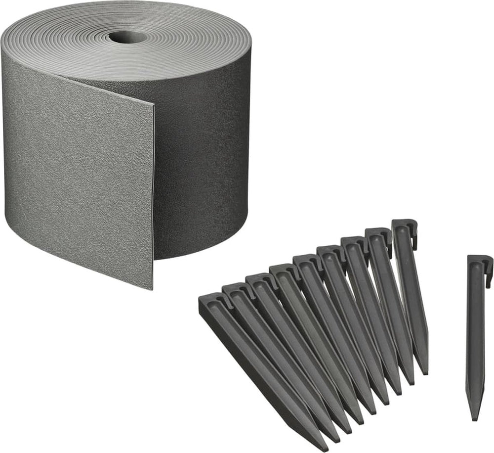 Natuurrandrandset h15 cm x 10 m met pen grijs
