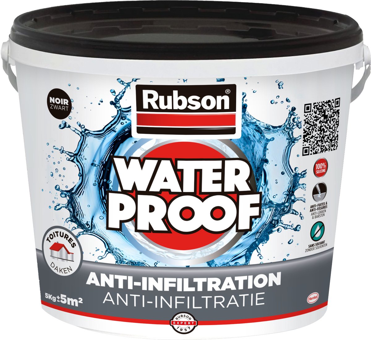 Rubson anti - infiltratie zwart 5kg | daken, funderingen en ingegraven materialen coating | silicone technologie gebaseerd voor maximale elasticiteit | duurzame coating en uv-bestendig | langdurige bescherming tegen vocht.