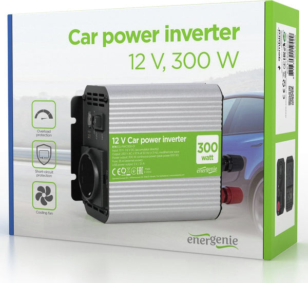 Energenie auto omvormer 12v > 220v - 300w - stopcontact + 1 usb - eg-pwc300-01