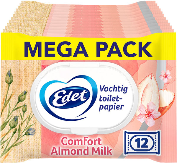 Edet vochtig wc papier amandel - 12 x 42 = 504 vellen