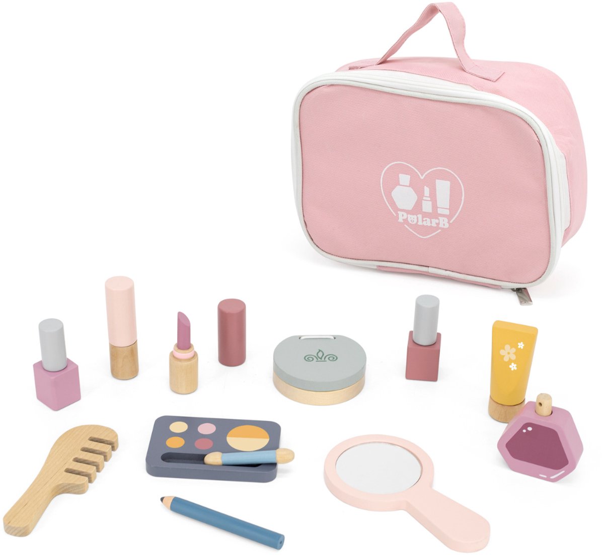 Polarb houten make-up speelset - houten beautyset voor kinderen - rollenspel speelgoed