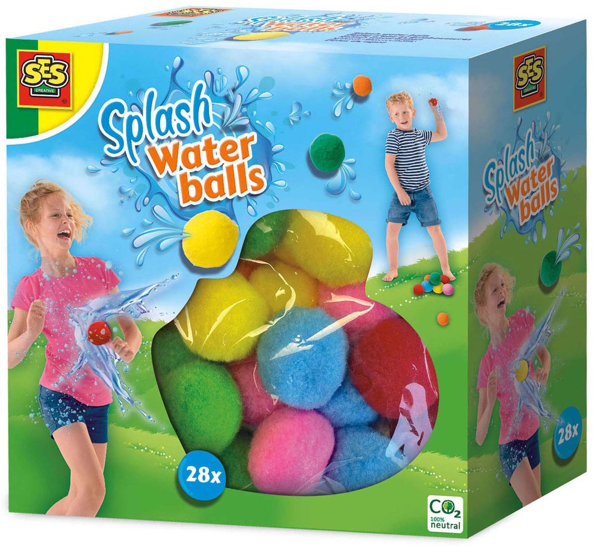 Ses creative ses - splash waterballen - herbruikbare waterballonnen - droog en nat te gebruiken - vrolijke kleuren - 28 ballen per set - waterballon alternatief - buiten spelen zomer - zwembad speelgoed