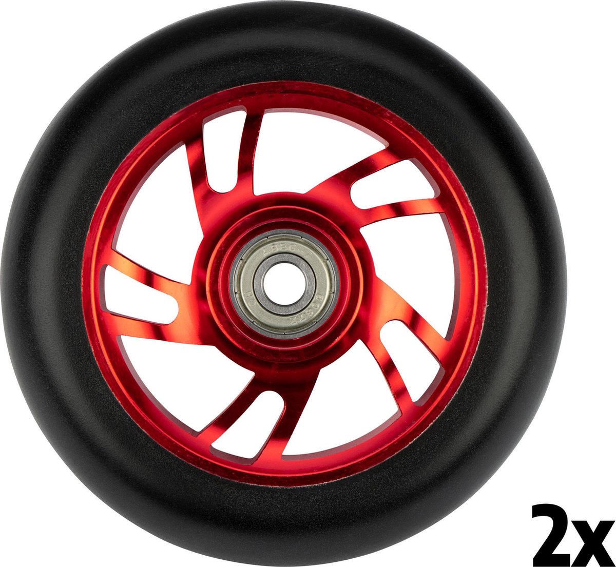 Black dragon stuntstep wielen set - spoked alu - rood zwart