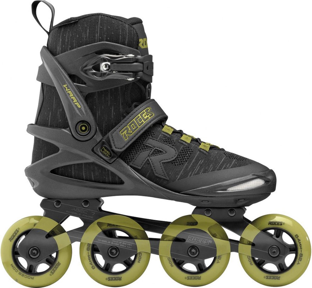 Roces warp thread tif 84 skeelers unisex – 4x84mm wielen – fitness inline skates – zwart groen – maat 40