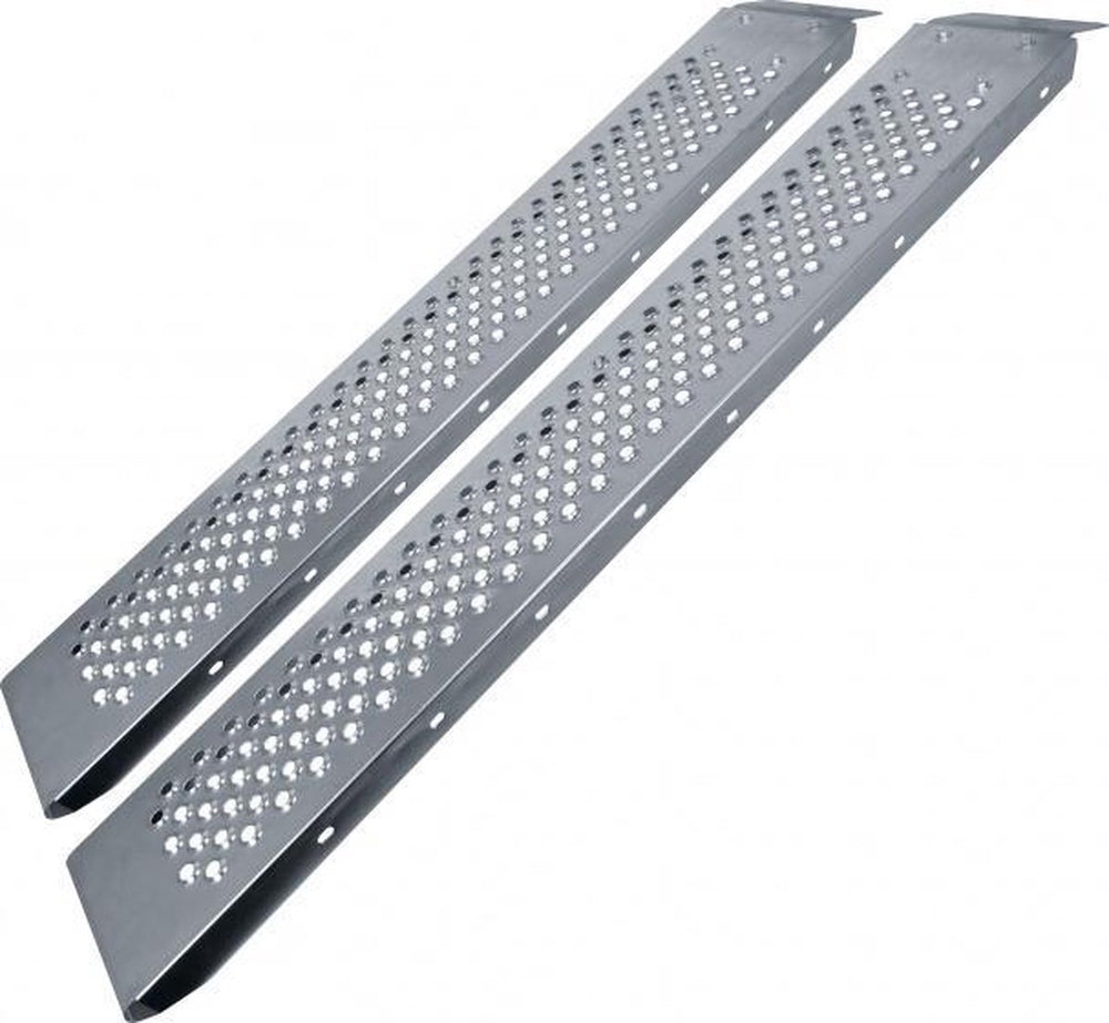 Carpoint stalen oprijplaten - draagvermogen van 225 kg per stuk - hellingshoek maximaal 45° - veilige en stabiele oprijoplossing - antislip profiel voor gecontroleerd oprijden - 2x150cm