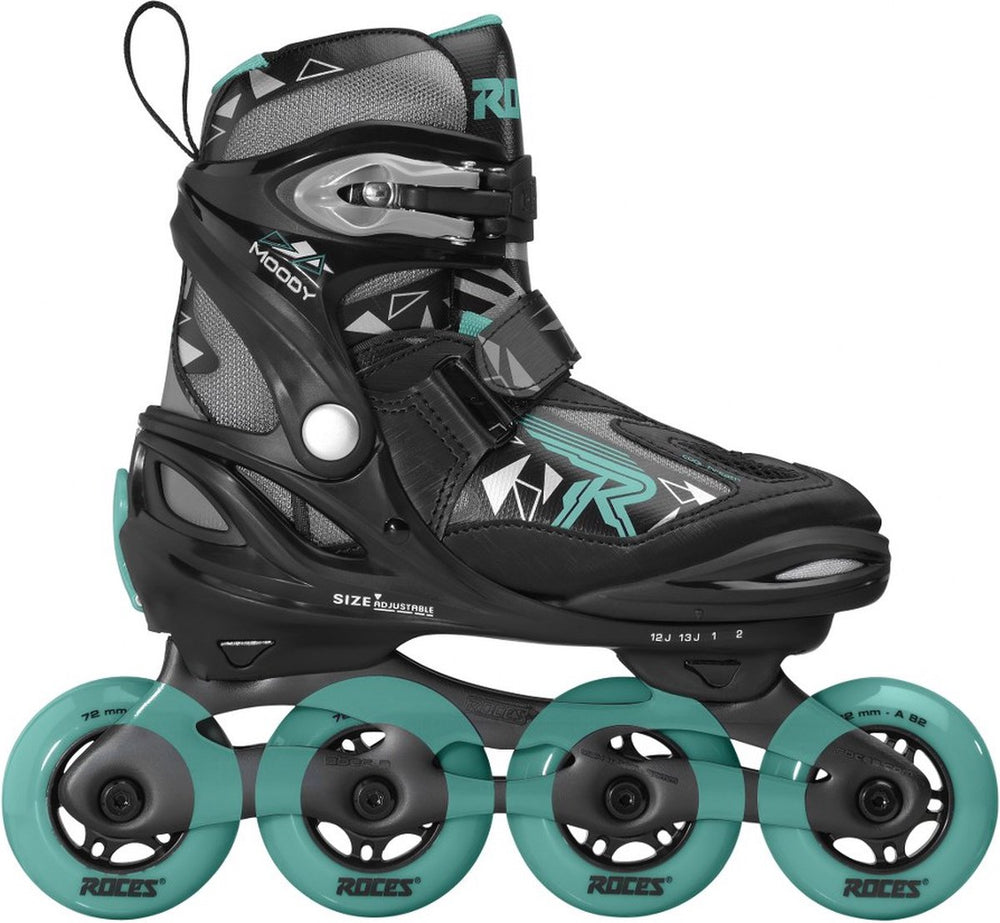 inline skates Moody Tif 82A zwart aqua maat 30-35