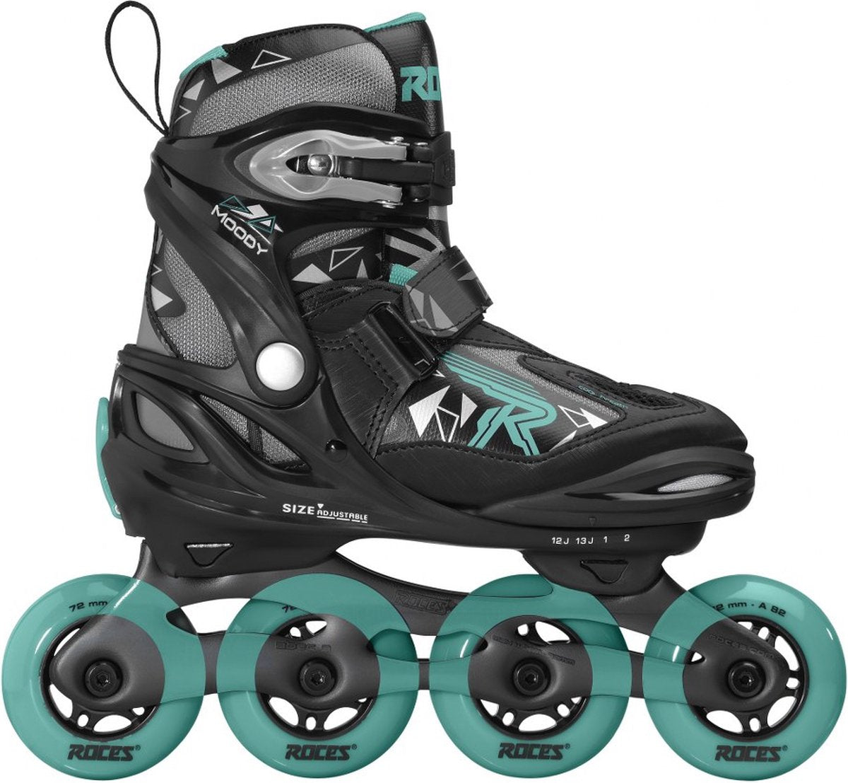 inline skates Moody Tif 82A zwart aqua maat 30-35