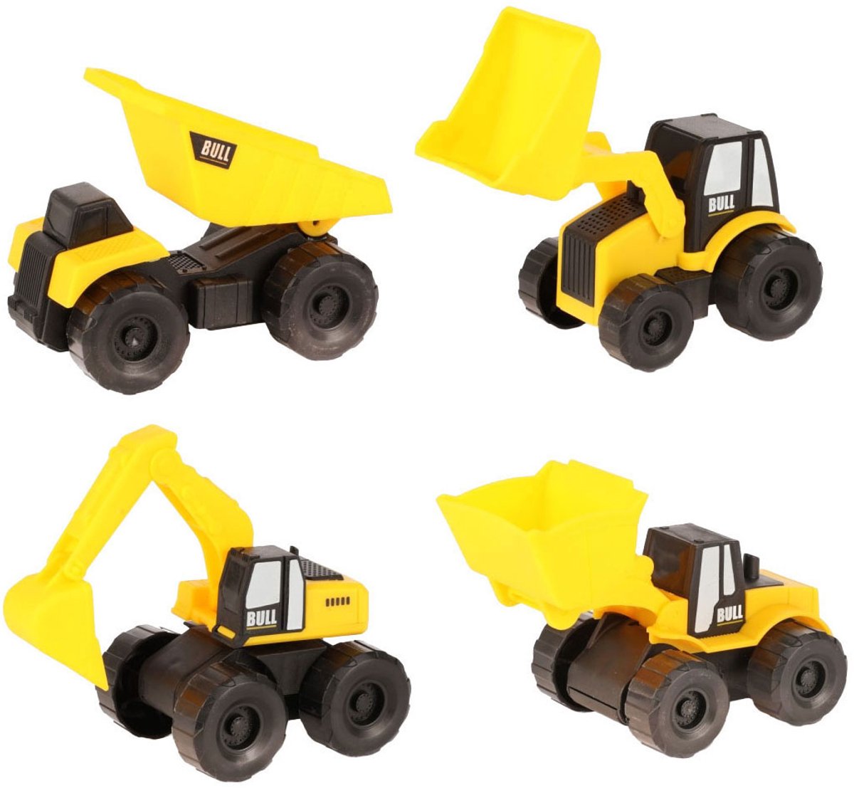 Auto's vrachtwagens set bouwvoertuigen 4 stuks