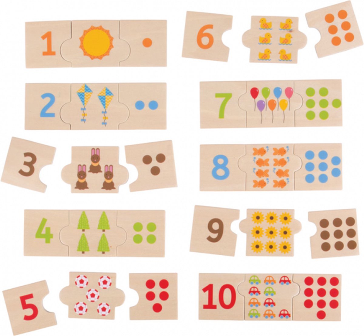 Bigjigs houten legpuzzel cijfer tegels, 30st.