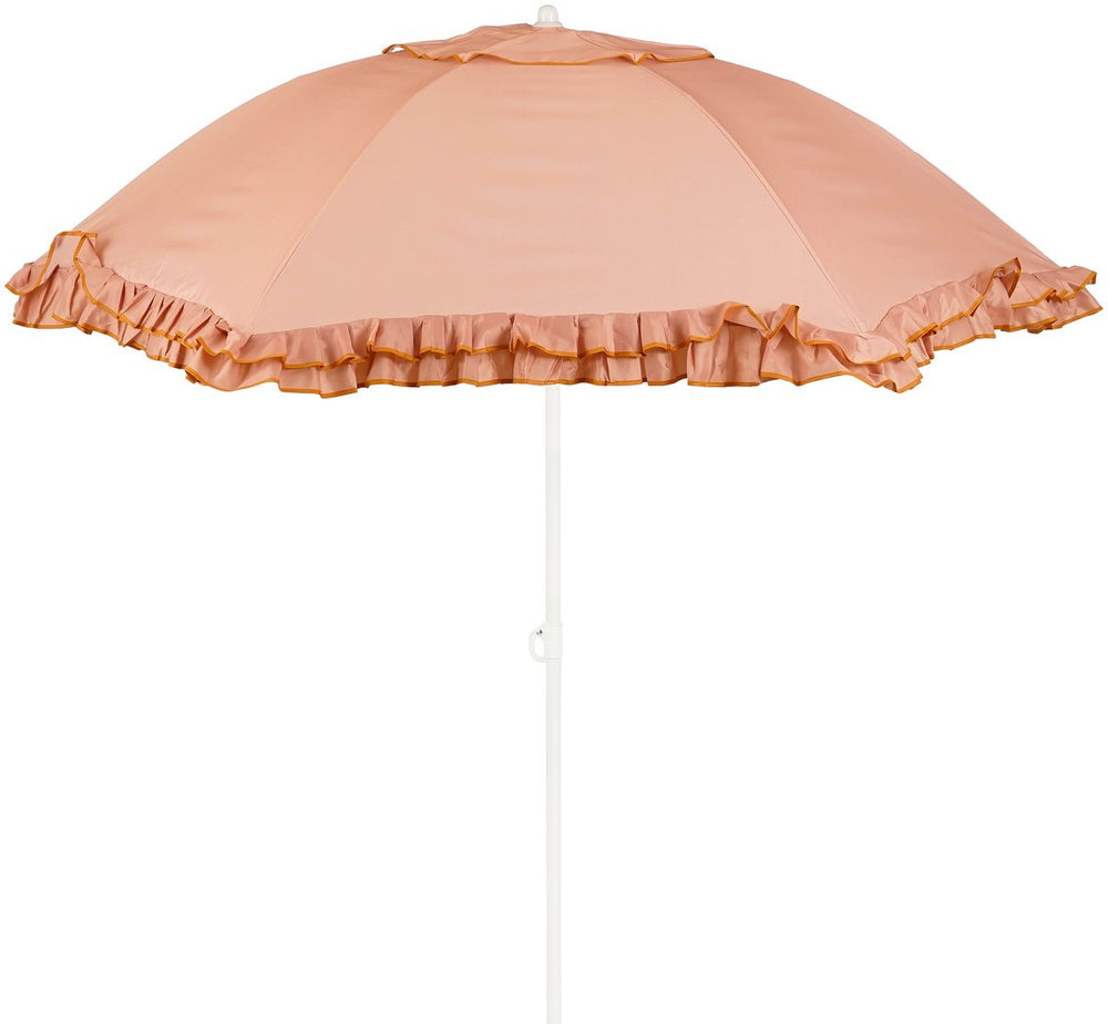 Mica decorations kantelbare parasol met ruches - stokparasol 238 x ø195 cm - tuin of balkonparasol - polyester, staal - perzik